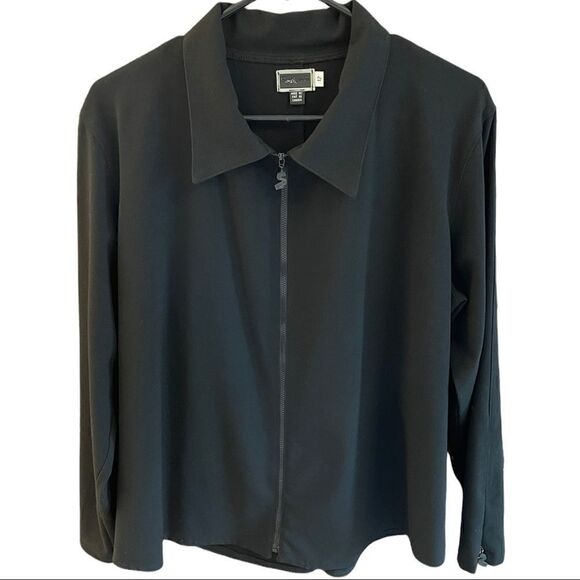 Sympli Collared Zip Front Black Jacket - Picture 1 of 6